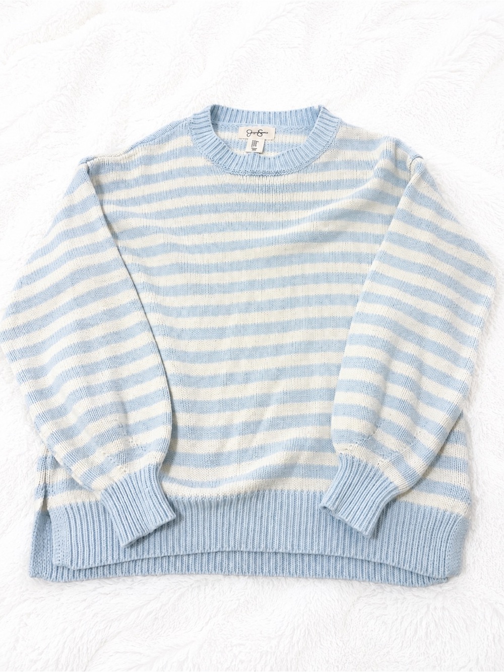Jessica Simpson Light Blue & White Striped Knit Sweater